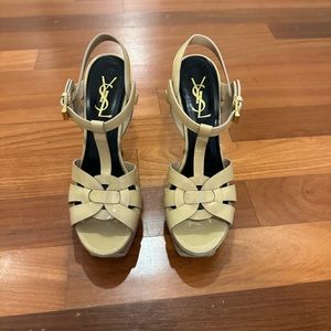 Saint Laurent tribute 105 patent leather platform sandals